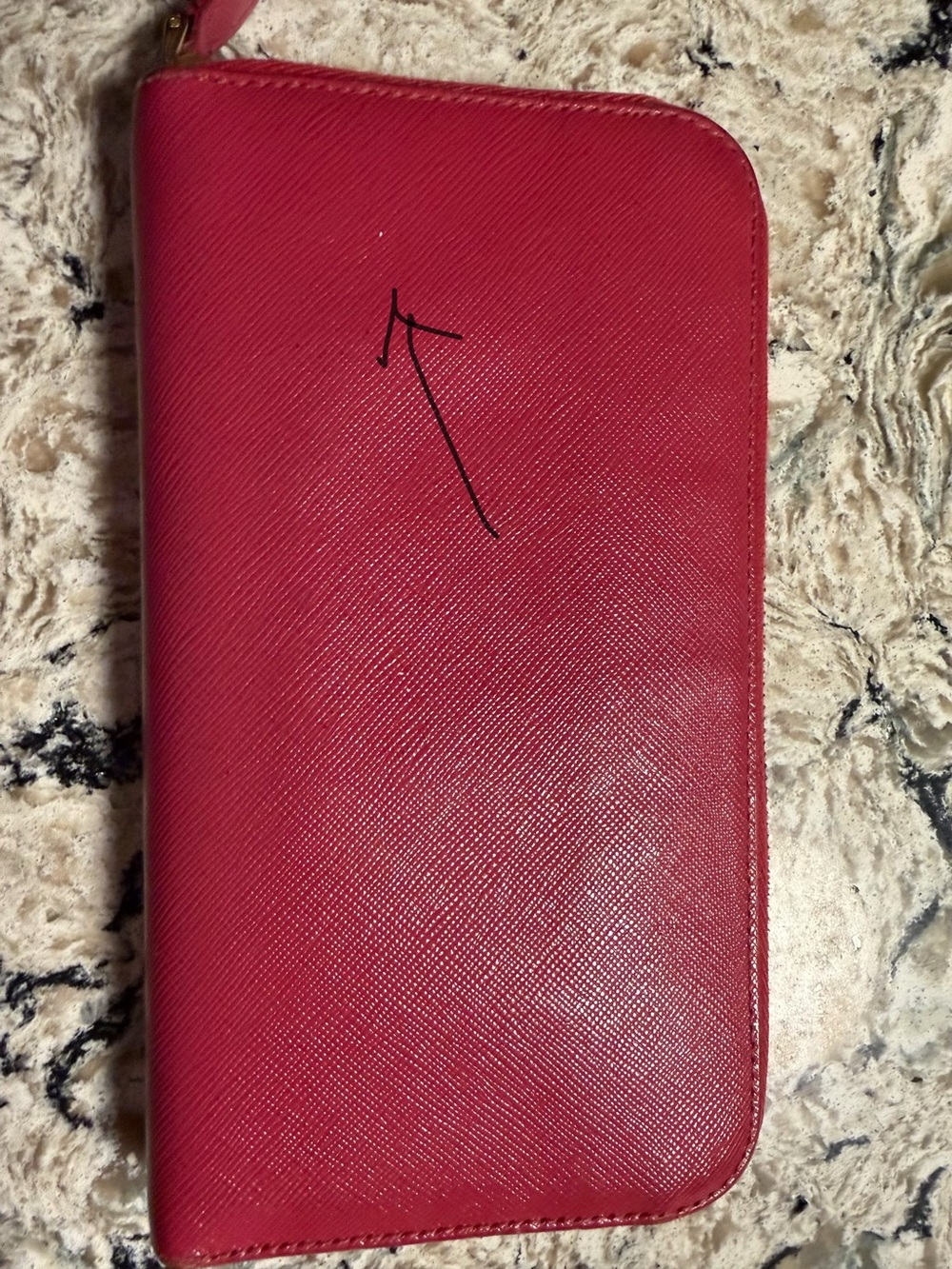 Prada Saffiano Leather Zip Wallet in Fuchsia with Gold Logo - Picture 11 of 12